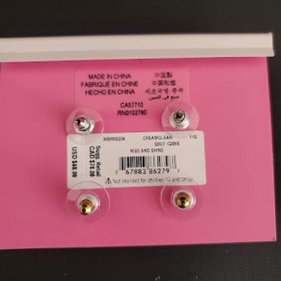 Kate Spade Two Pair Bundle Faux Pearl Earrings in Gold Tone Setting NWT on Card - Picture 3 of 5